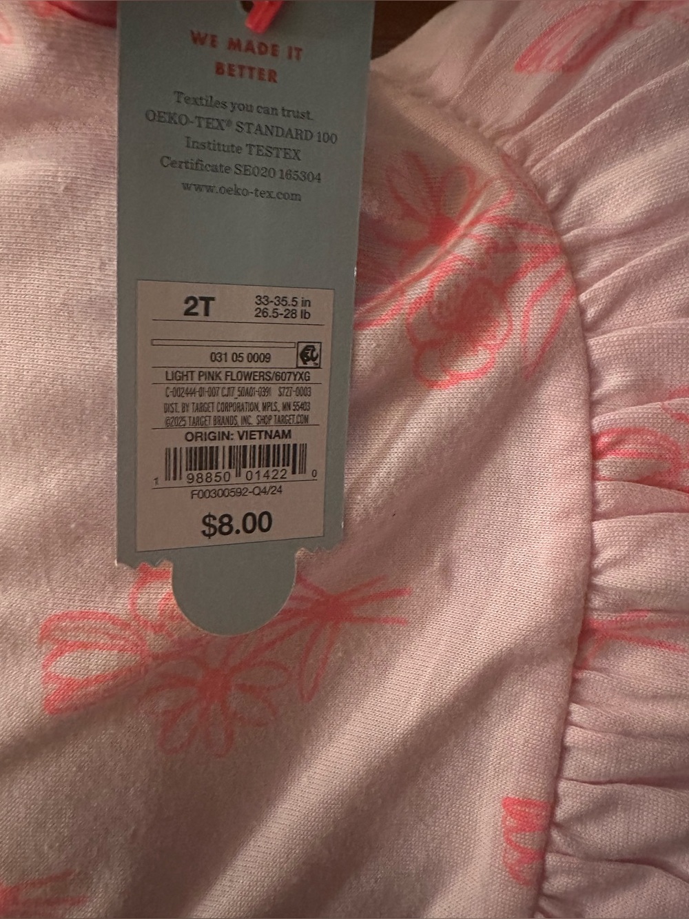 NWT Cat & Jack Pink Floral Short-Sleeve Knit Dress - Picture 4 of 4